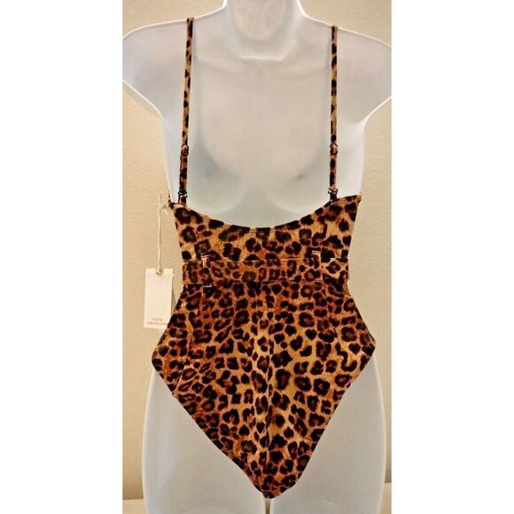 Good American GSW0020 Women's Sz 1/S Leopard Print Showoff 1-Pc Swimsuit - Picture 2 of 12
